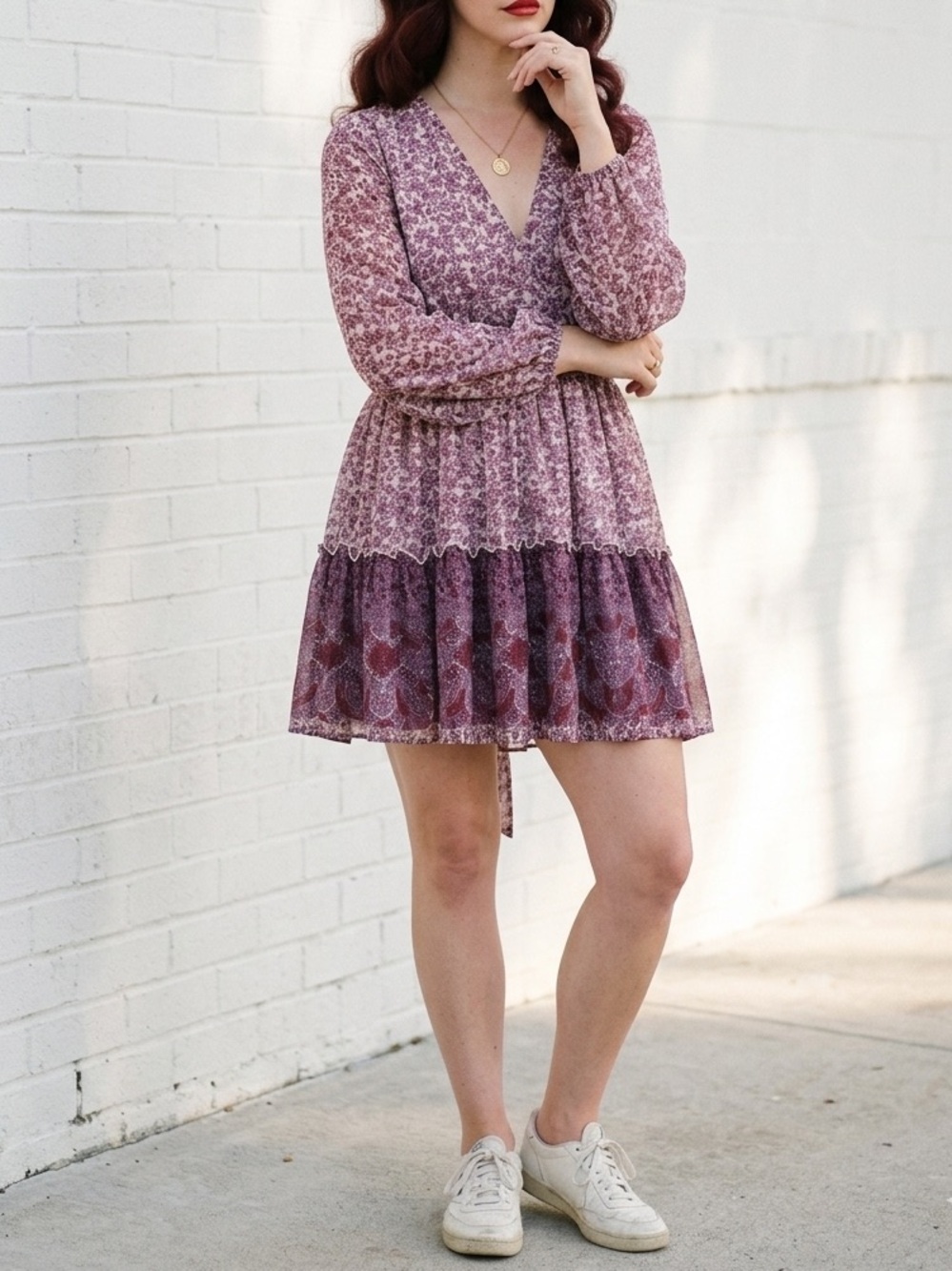 Jopna Floral Boho Mini Dress Medium Long Sleeve Cottagecore Prairie Romance
